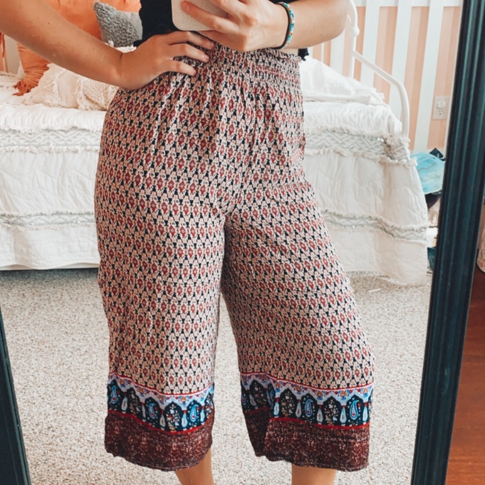 Paisley Cropped Wide Leg Pants